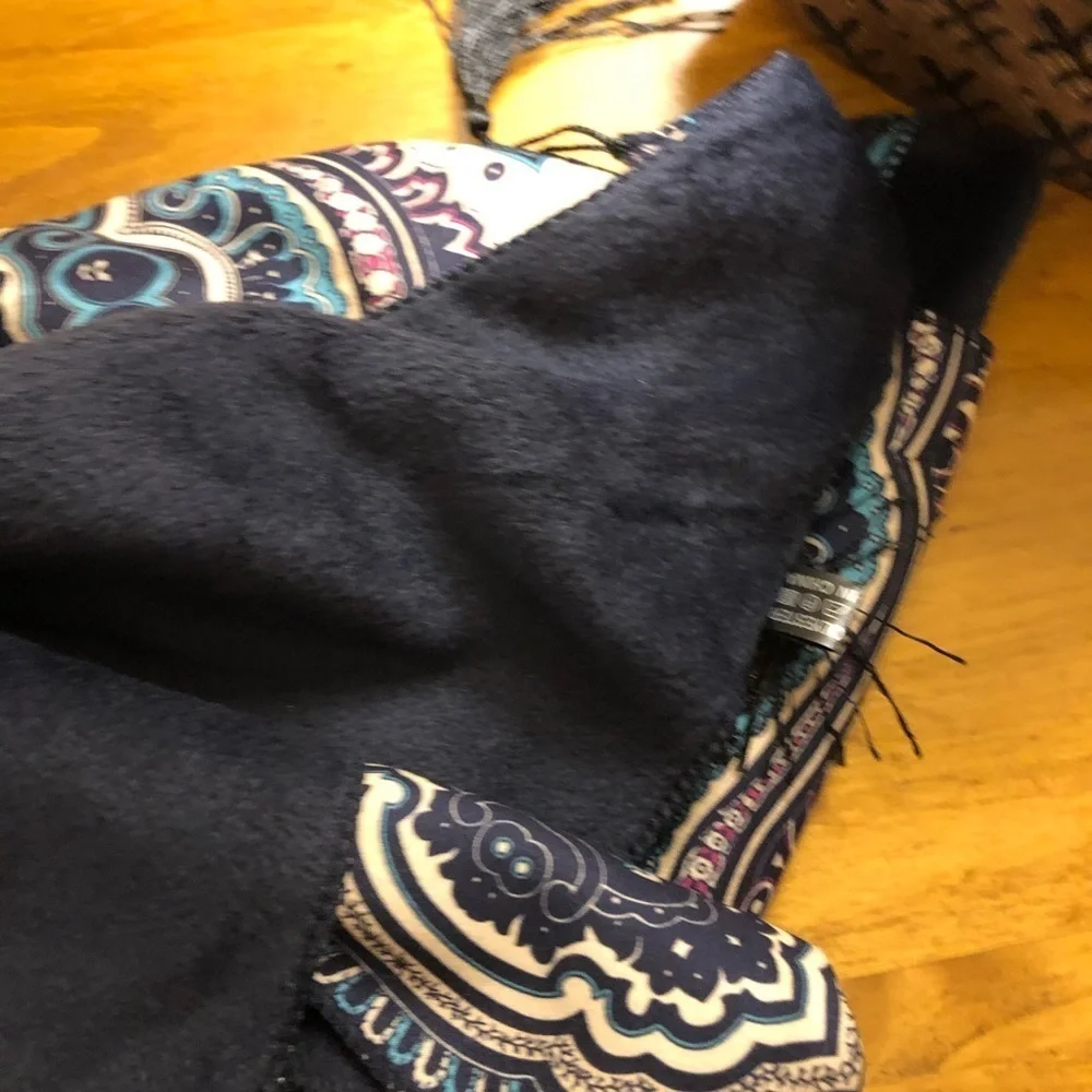 Navy Triangle Reversible Shawl
